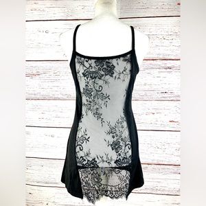 Black Lace Open Back Sexy Chemise Size M